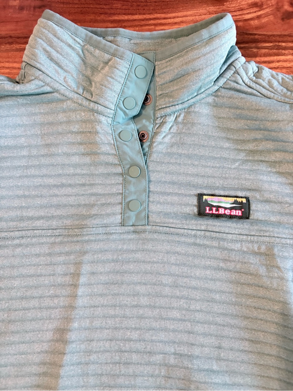LL Bean Women’s Aqua Blue Airlight Knit Pullover Medium M Quarter Snap Jacket - Picture 4 of 8